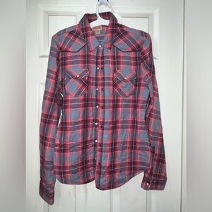 Mossimo Supply Co. Pink and Blue Plaid Shirt